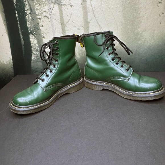 Dr Martens 1460 Ankle Boots Pascal 8 eyelet Lace Up Green Leather US 8 UK 6 - Picture 7 of 11